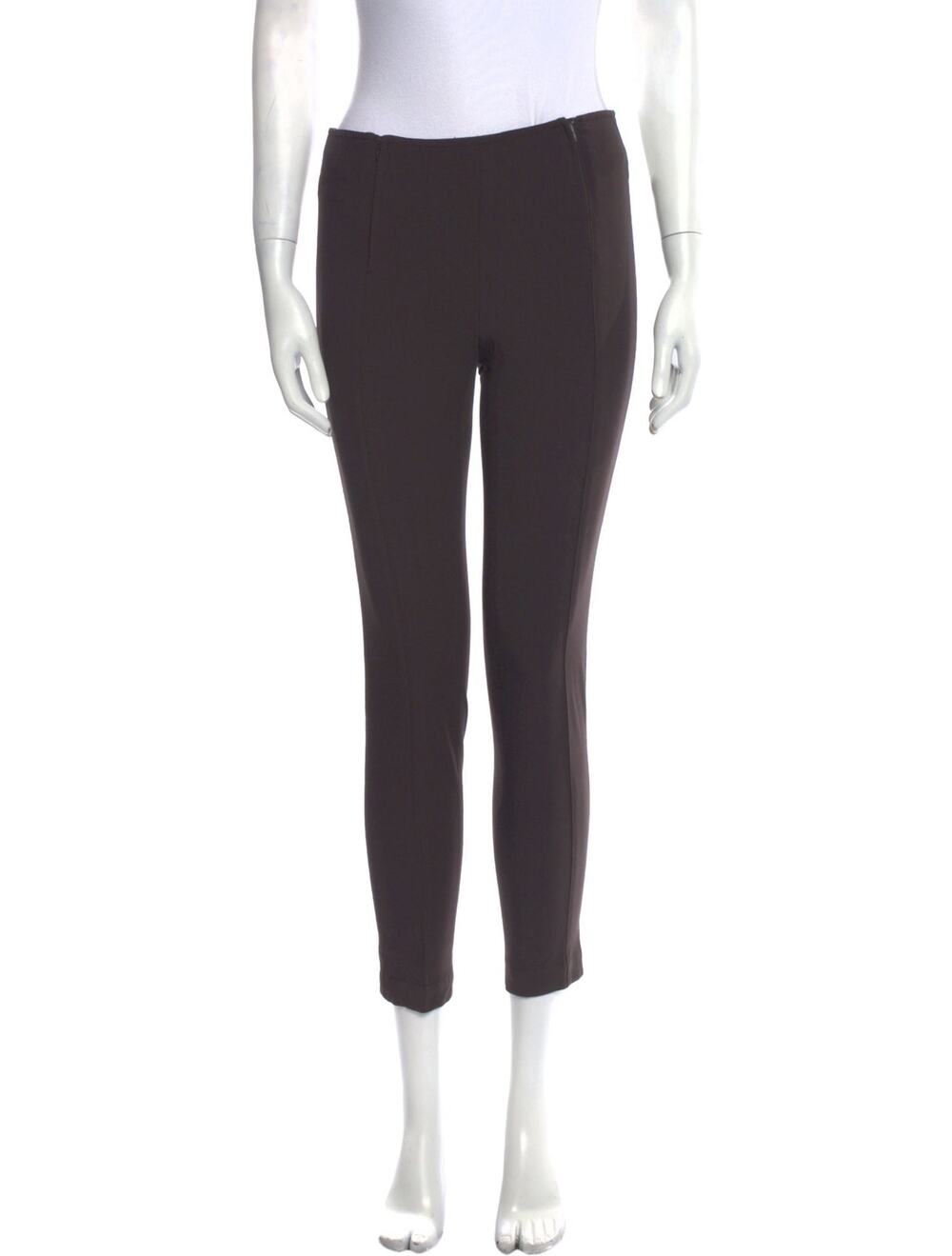 Sportmax Brown Front Zip Slim Trouser Dress Pants Size 6 Small Professional